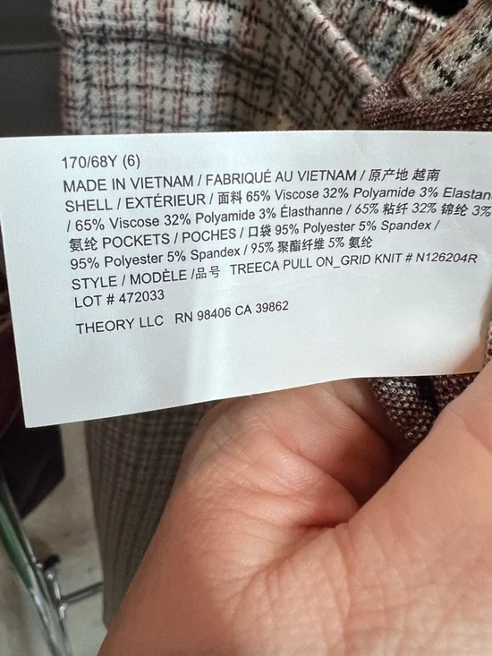 THEORY Plaid Pull-On Plaid Cropped Pants, 6 - Picture 12 of 12